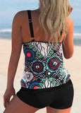 Tribal Print Tie Side Wide Strap Tankini Set