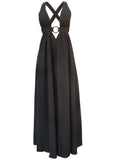 Halter Backless Plain Maxi Dress - soofoom.com