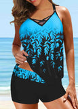 Printed Wide Strap Tankini Set