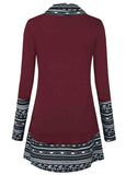 Retro Print Long Sleeve  Pullovers Top