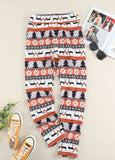 Ugly Christmas Tree Reindeer Print High Waist Leggings