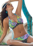 Floral Halter Beautiful Plus Size Bikinis Swimsuits - soofoom.com