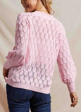 Pink Pointelle V-Neck Sweater