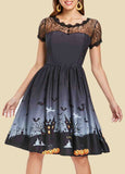 Halloween Print Lace Dress