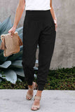 Black Pocketed Casual Joggers Pants