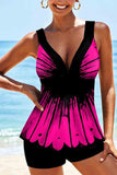 Ombre Stripe Print Tankini Set