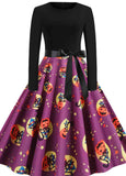 Black & Orange Pumpkin Ghost Fit & Flare Dress