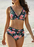 Floral Printed High Waist Bikini Set