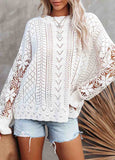 Lace Stitched Knit Pullover Top