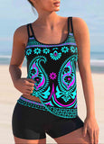 Paisley Print Spaghetti Strap Tankini Set