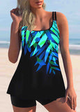 Colorful Printed Spaghetti Strap Tankini Set