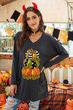 Pumpkin Print Side Pocket Halloween Tunic Top