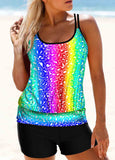 Rainbow Spaghetti Strap Tankini Set