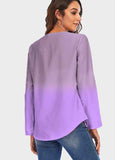 Zip Pull Sleeve Gradient Printed Chiffon Top