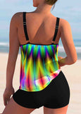 Colorful Printed Spaghetti Strap Tankini Set