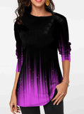 Gradient Button Detail Long Sleeve Tunic Top