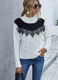 Contrast Lace Stitched Knit Sweater