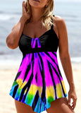 Ombre Print Asymmetric Hem Swimwear and Panty