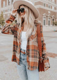 Plaid Lapel Long Sleeve Blouse