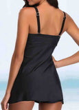 V Neck Black  Padded Swimdress