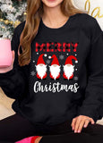 Christmas Plaid Graphic Letter Print Pullover Sweatshirt