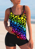 Spaghetti Strap Graffiti Print Tankini Set