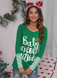 Christmas Lettered Print Crew Neck T-shirt