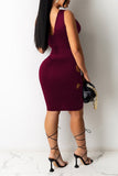 Bandage Pierced Sleeveless Solid Color Dress