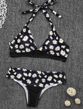 Floral Printed Halter Bikinis Set