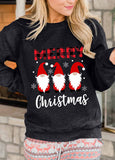 Christmas Plaid Graphic Letter Print Pullover Sweatshirt