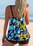 Double Straps Floral Print Tankini Set