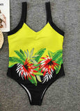 Leaf Printed One-Piece Swimsuit