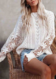 Lace Stitched Knit Pullover Top