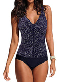 Dot Print Strap V-Neck Sexy One-piece Swimsuits - soofoom.com