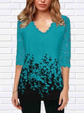 Printed Lace Stitching T-Shirt