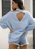 Solid Criss Cross Back Long Sleeve Sweater