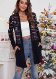 NEW ! Christmas Print Long Sleeve Cardigan