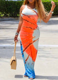 Tie Dye Print Sleeveless Casual Maxi Dress