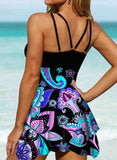 Floral Print Strap Halter Tankini Set