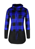 Plaid Drawstring Detail Long Sleeve Sweatshirt