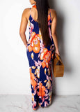 Leaf Print Pocket Design Maxi Dress - soofoom.com