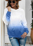 Ombre Print Pocket Long Sleeve Hoodie