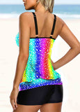 Rainbow Spaghetti Strap Tankini Set