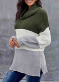 Turtleneck Color Block Pullover Sweater