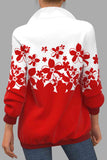 Zipper Stand Collar Printed Sweatshirt