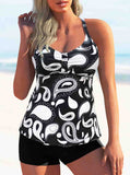 Strap Criss Printed Tankini Set