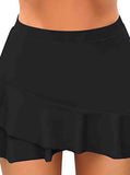 【Ships in 24 hours】Black High Waisted Layered Swim Skirt