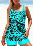 Paisley Print Purple Wide Strap Tankini Set