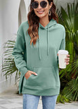 Split Solid Long Sleeve Fleece  Hoodie