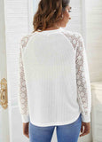 Crew Neck Lace Panel waffle top